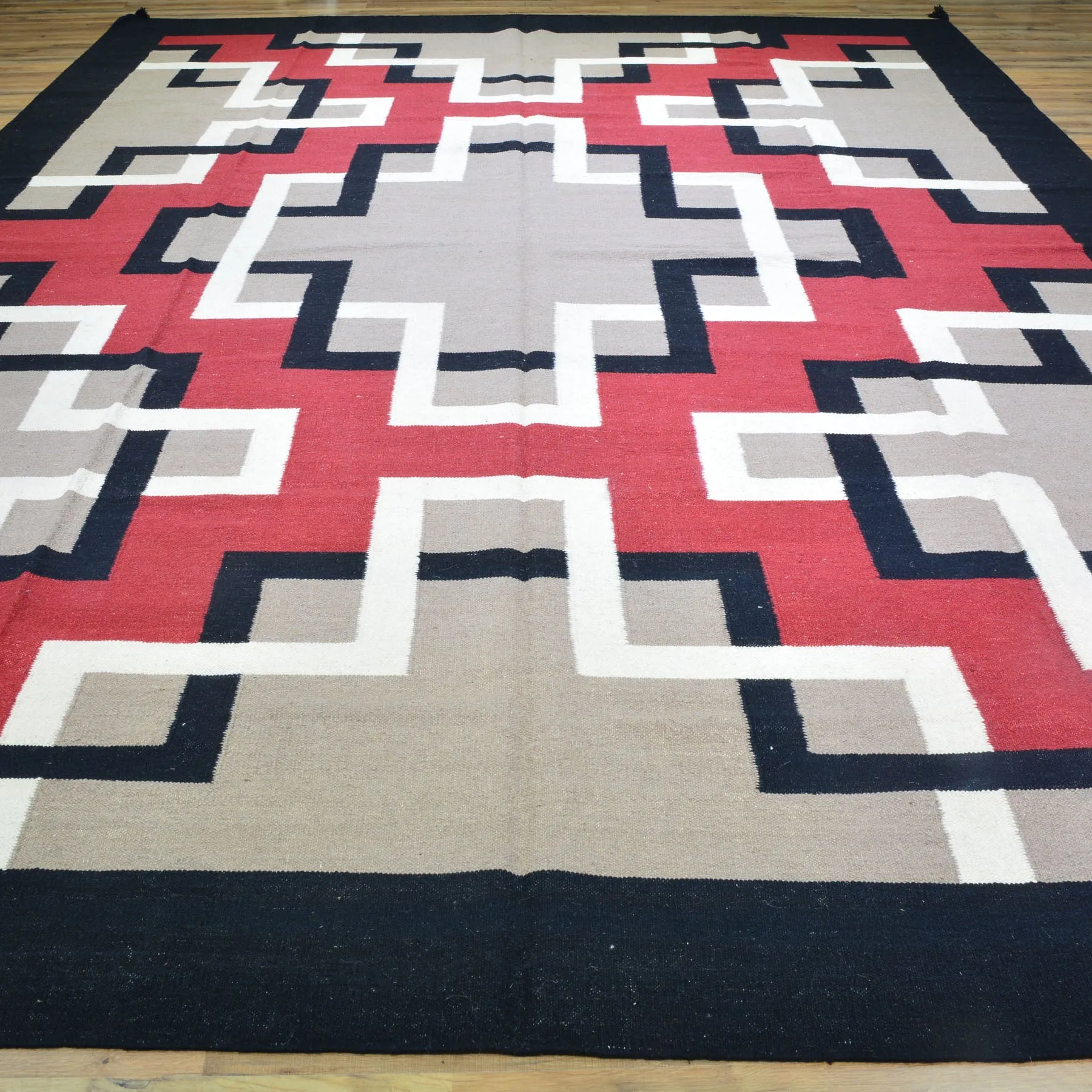 Hand-Woven Reversible Southwestern Design Handmade Wool Kilim (Size 9.10 X 14.0) Cwral-10506