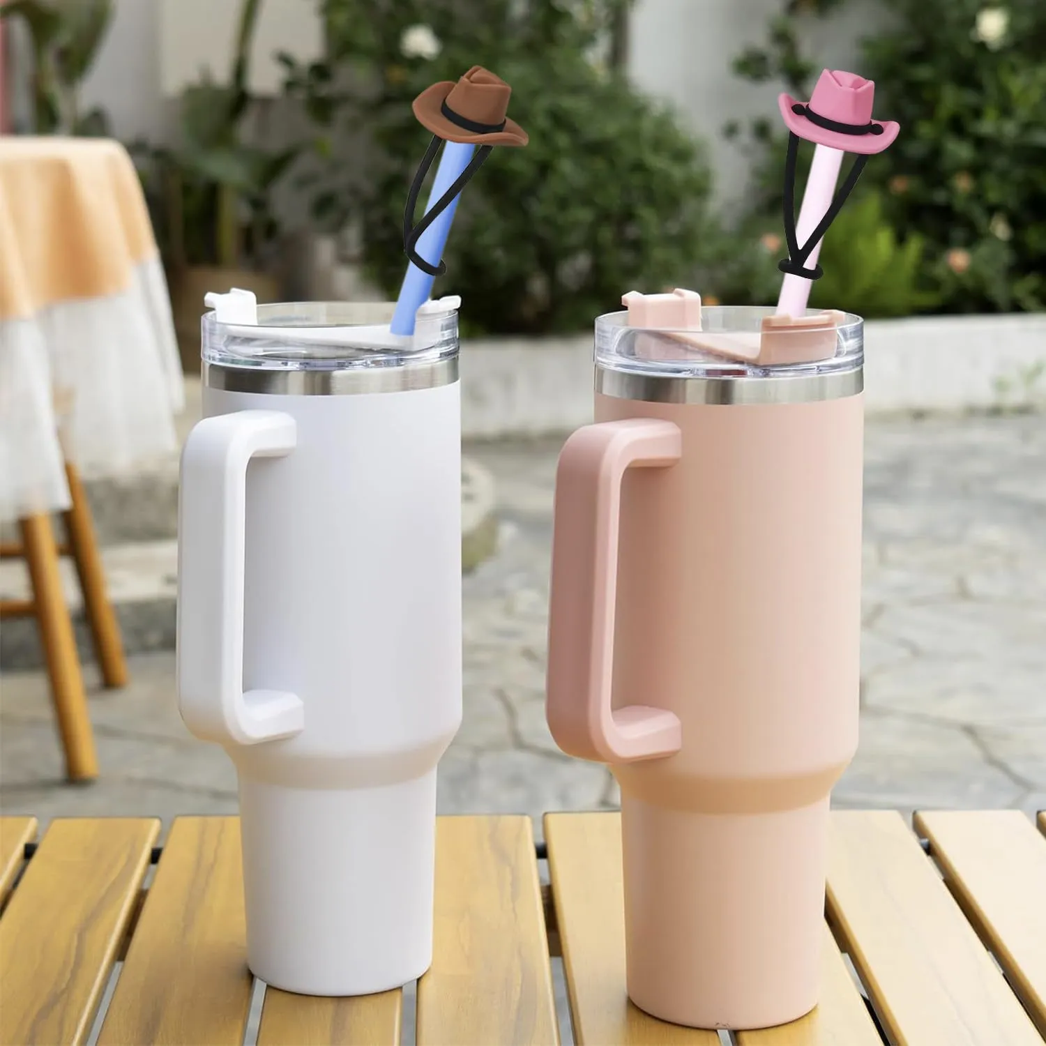 Set of Four Cowboy Hat Straw Covers for Stanley Cups